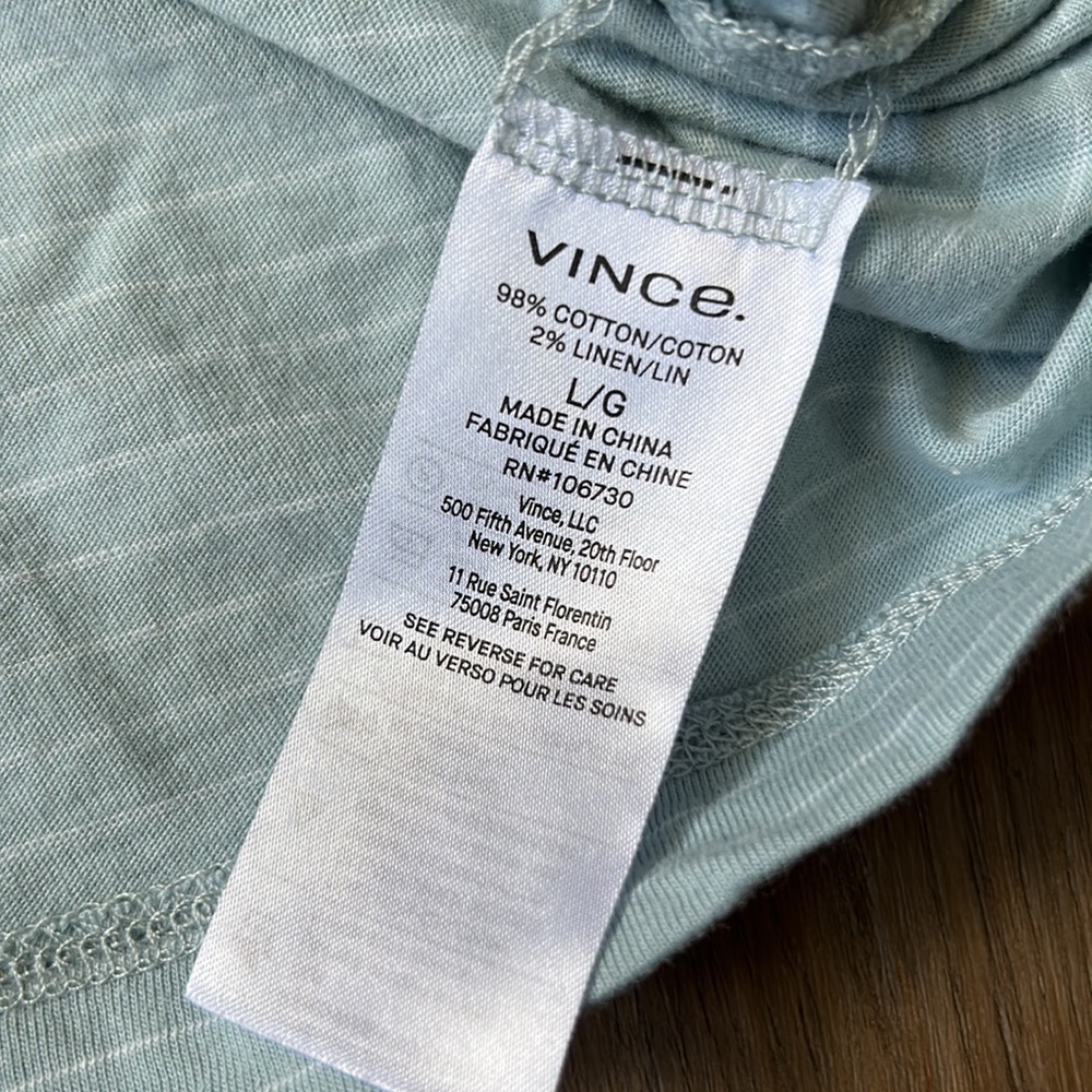 Vince Women's Neppy Stripe Short Sleeve Shrunken Crew Large - Picture 5 of 7